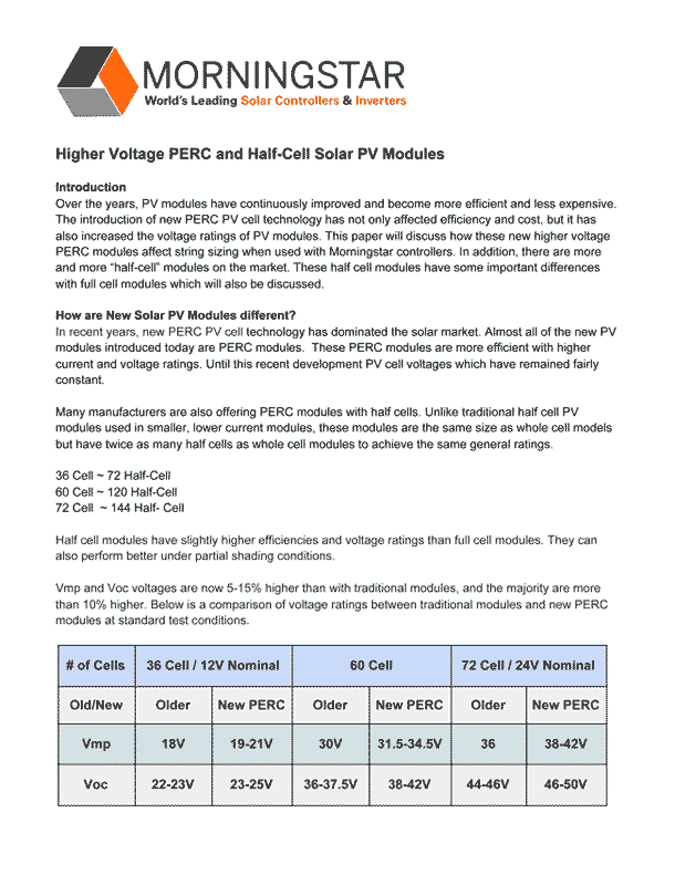 Whitepaper Higher Voltage Perc Half Cell Solar Pv Modules